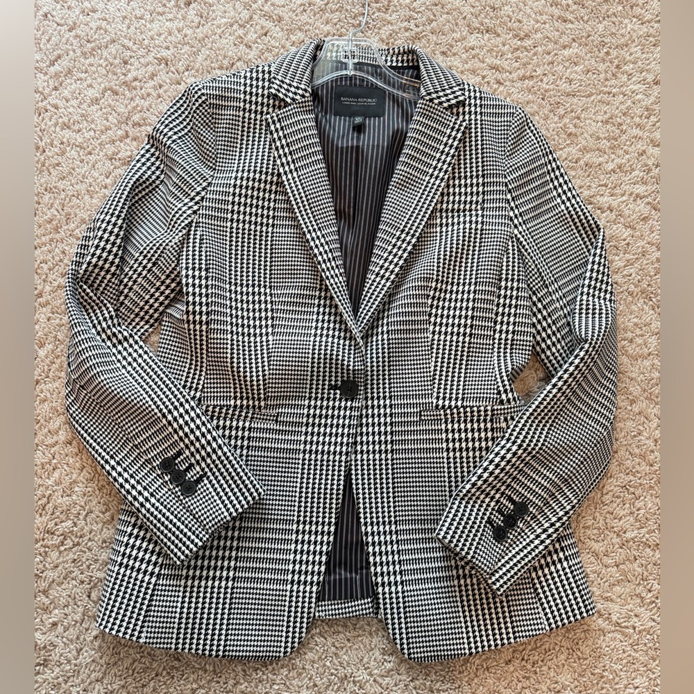 NWOT Banana Republic Houndstooth Blazer Suit Jacket Size 2P